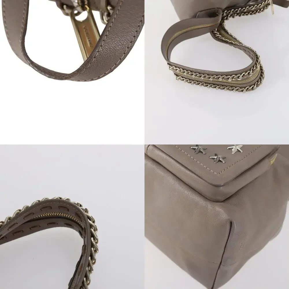 Jimmy Choo Leather Studs Backpack Beige